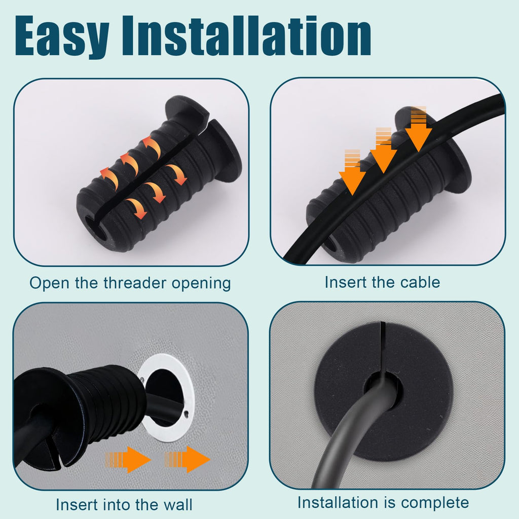 8pcs 3/4 in (19mm) Split Silicone Cable Grommets — Anti‑Slip Routing Kit