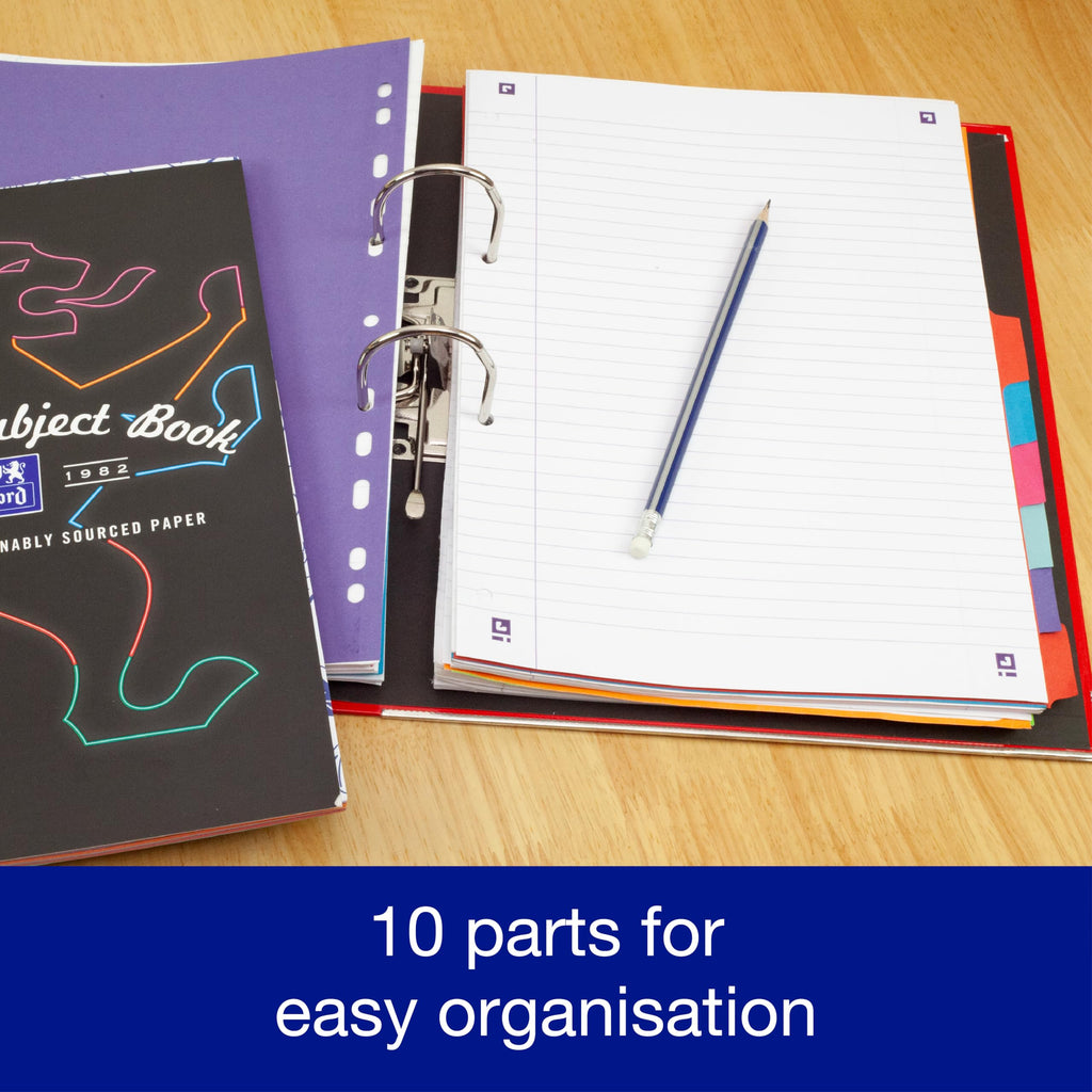 A4 10-Part Multi-Coloured Card Index Dividers for Ring & Lever Arch Files