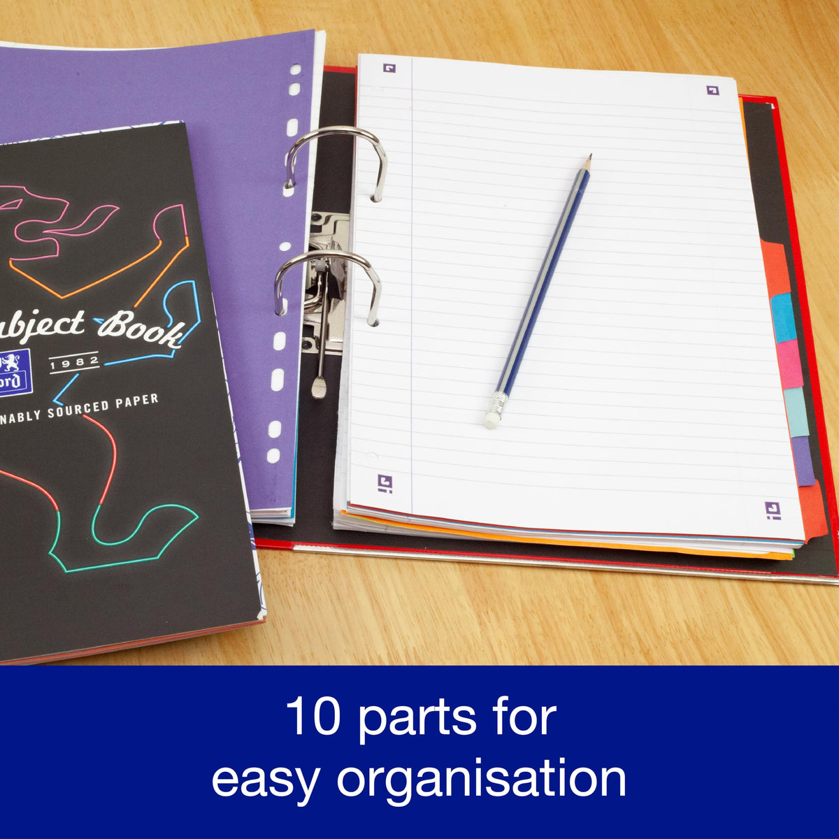 A4 10-Part Multi-Coloured Card Index Dividers for Ring & Lever Arch Files