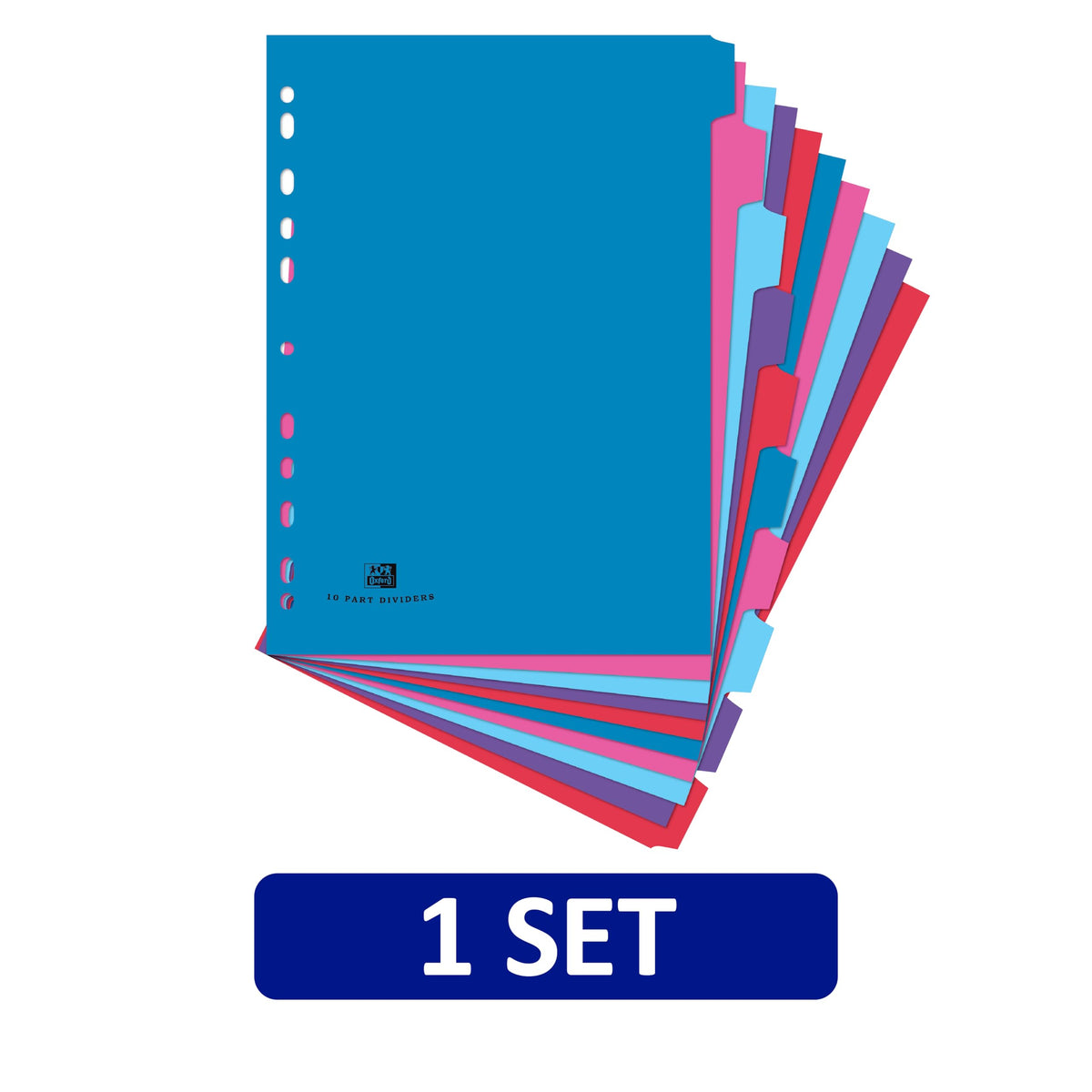 A4 10-Part Multi-Coloured Card Index Dividers for Ring & Lever Arch Files