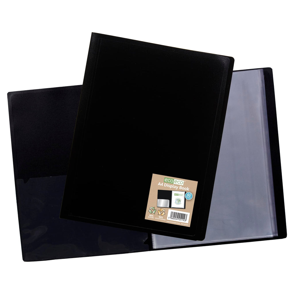 A4 100% Recycled 60-Pocket Black Flexible Cover Display Book