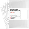 A4 11-Hole Heavy Duty 40 Micron Clear Punched Plastic Sleeves 100-Pack