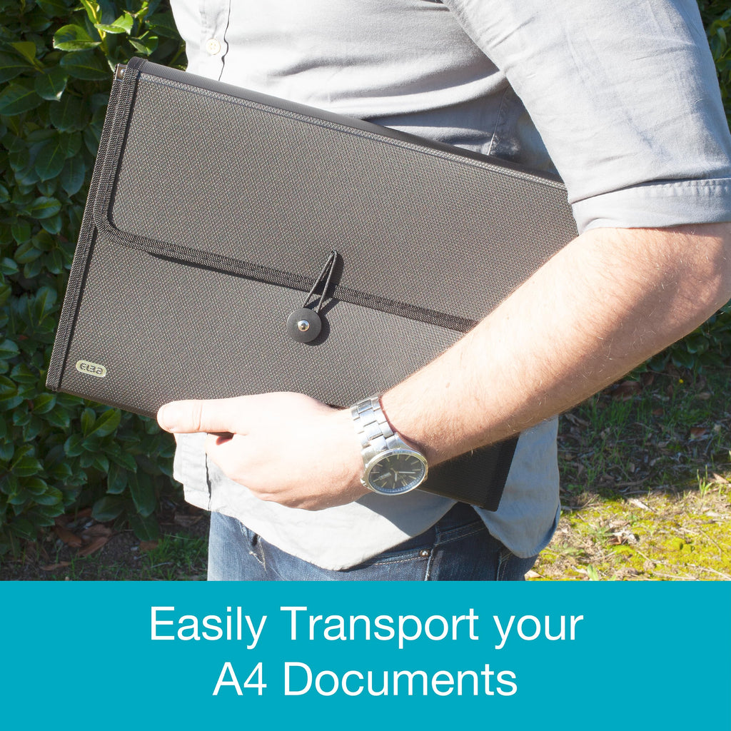 A4 Black Expanding File Folder - 13-Compartment Document Organizer