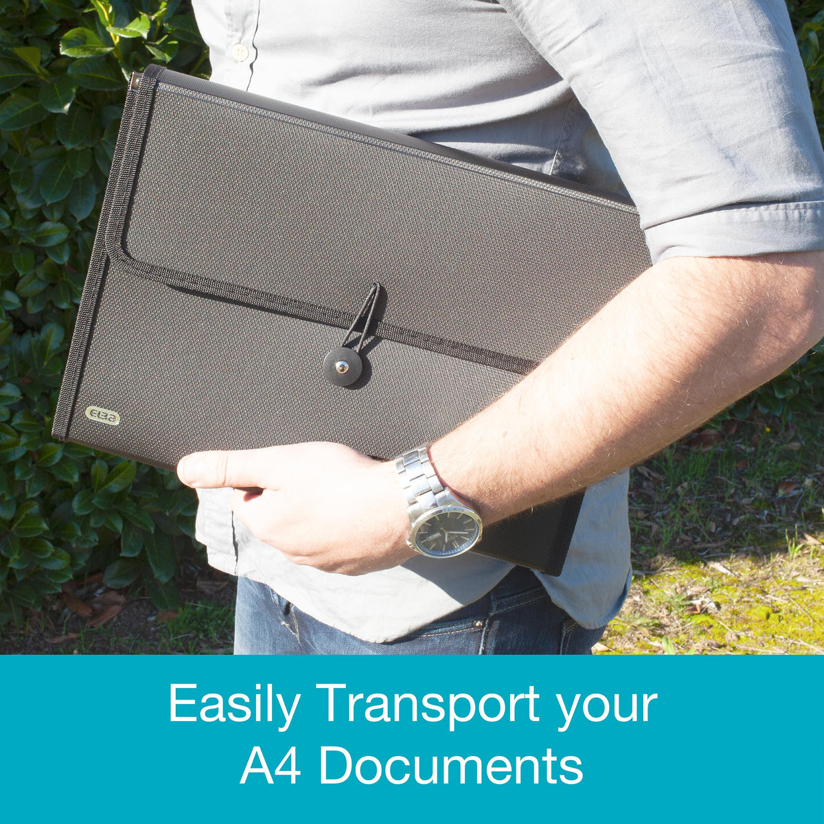 A4 Black Expanding File Folder - 13-Compartment Document Organizer