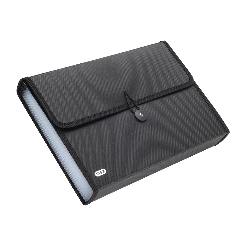 A4 Black Expanding File Folder - 13-Compartment Document Organizer