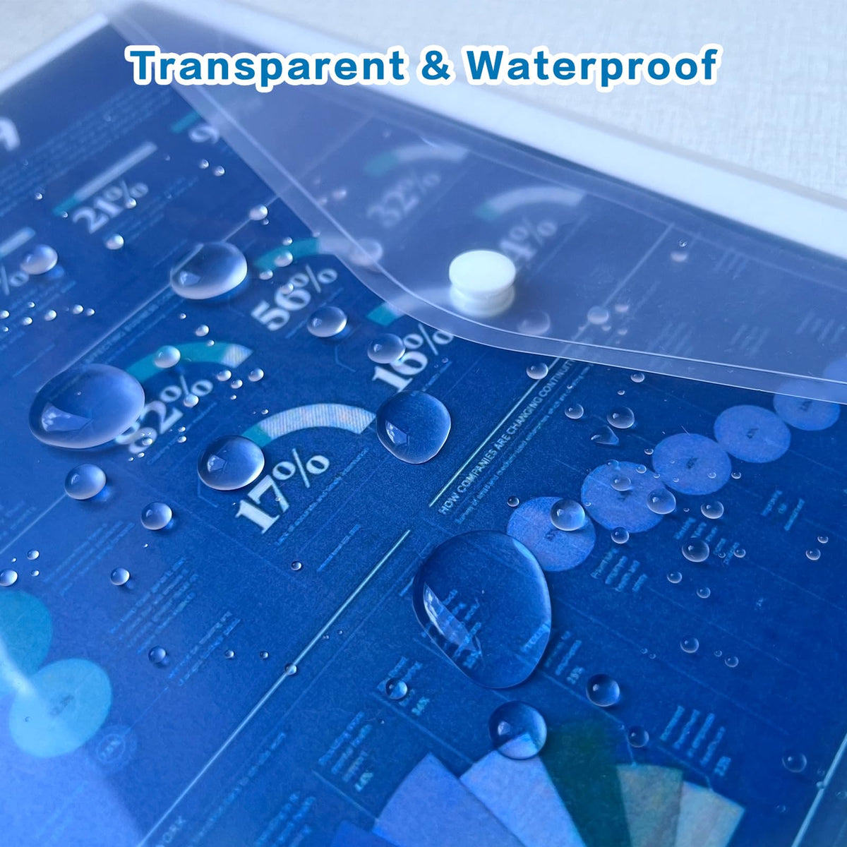 A4 Clear Plastic Document Wallets, 6-Pack with Snap Button