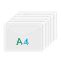 A4 Clear Plastic Document Wallets, 6-Pack with Snap Button