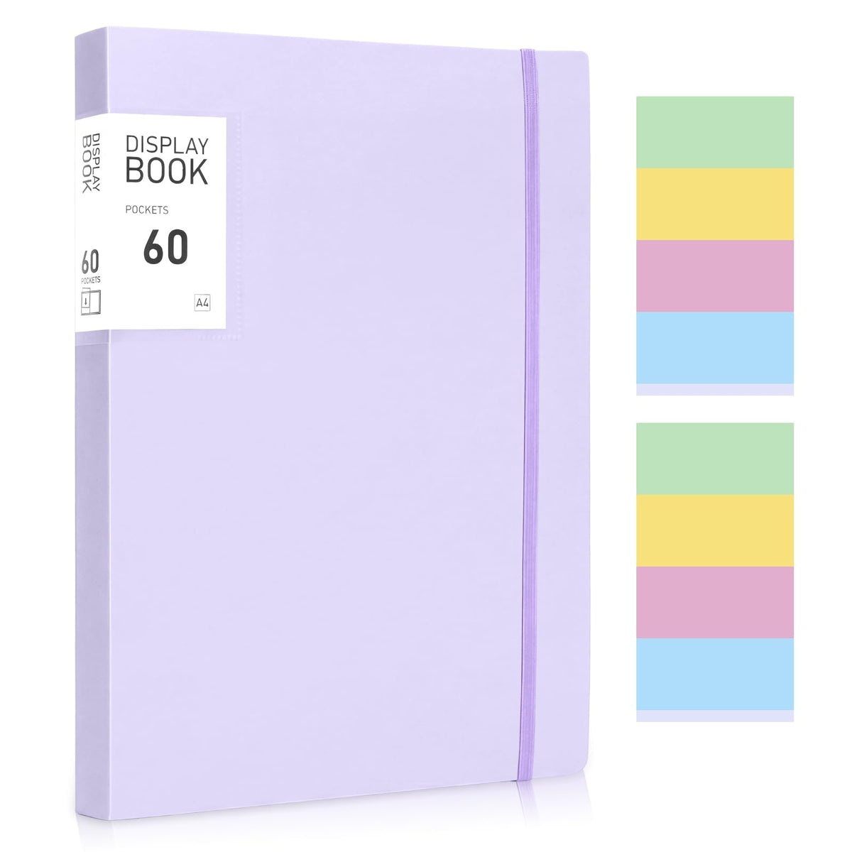 A4 Display Folder 60 Pockets — Purple, Durable PP