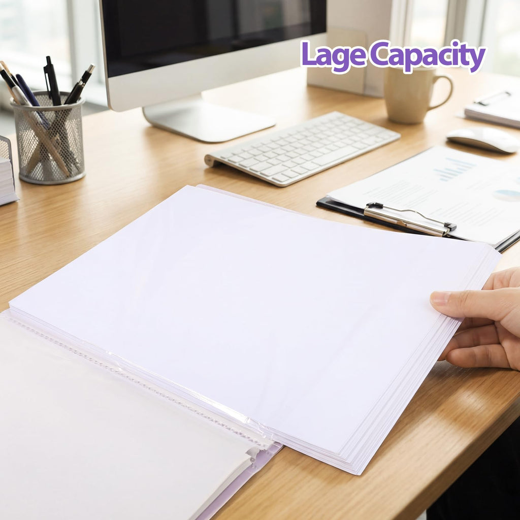 A4 Display Folder 60 Pockets — Purple, Durable PP