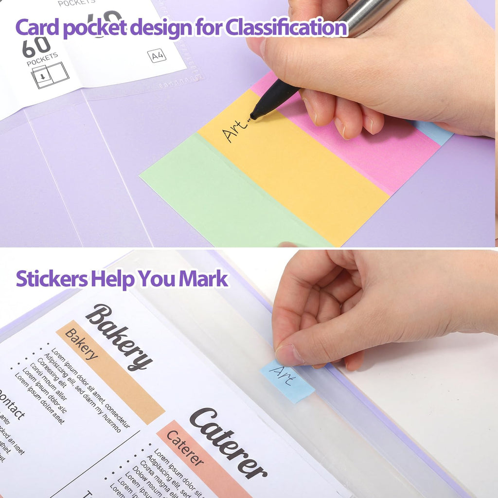 A4 Display Folder 60 Pockets — Purple, Durable PP