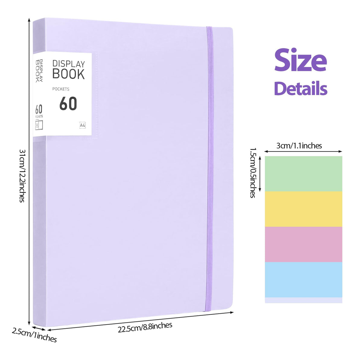 A4 Display Folder 60 Pockets — Purple, Durable PP