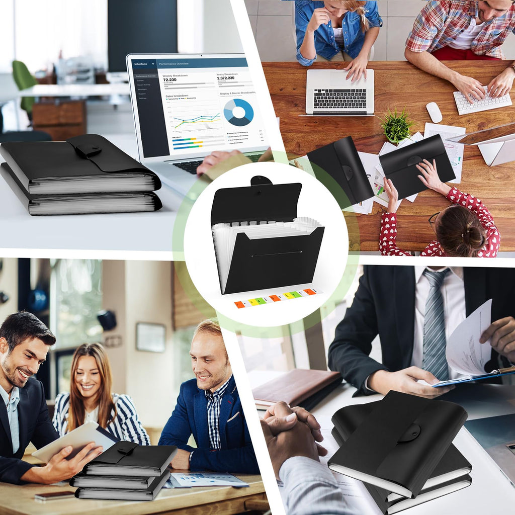 A4 Expanding File Organizer — 13 Pockets, Black