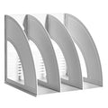 A4 File Holder Magazine Rack, 3-Compartment Desk Organizer (Grey)