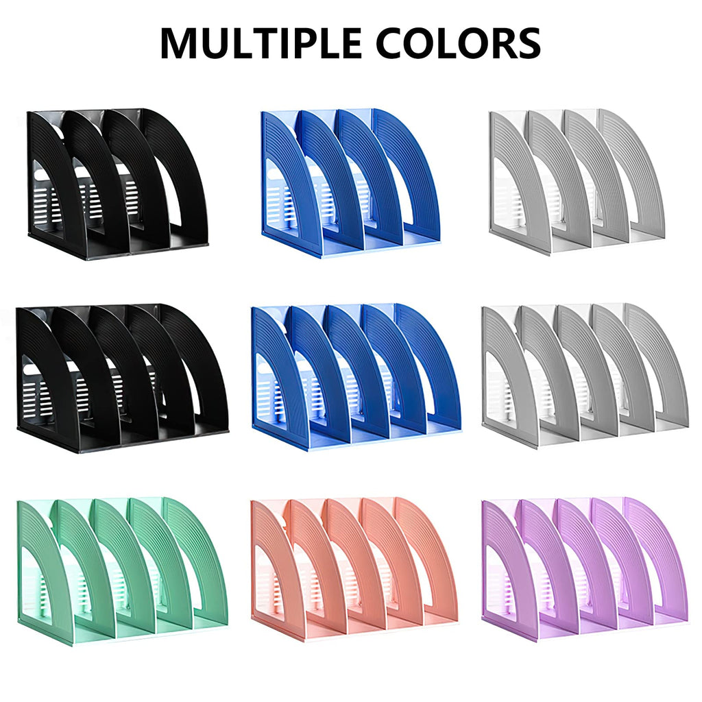 A4 File Holder Magazine Rack, 3-Compartment Desk Organizer (Grey)