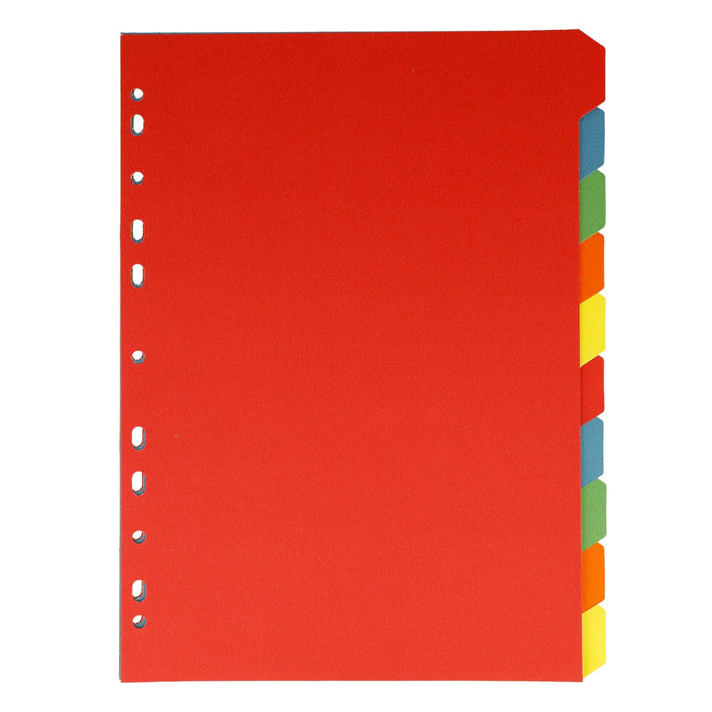 A4 Folder Dividers — 10 Coloured Tabs (5 Colours), 160 g/m², Euro Perforation