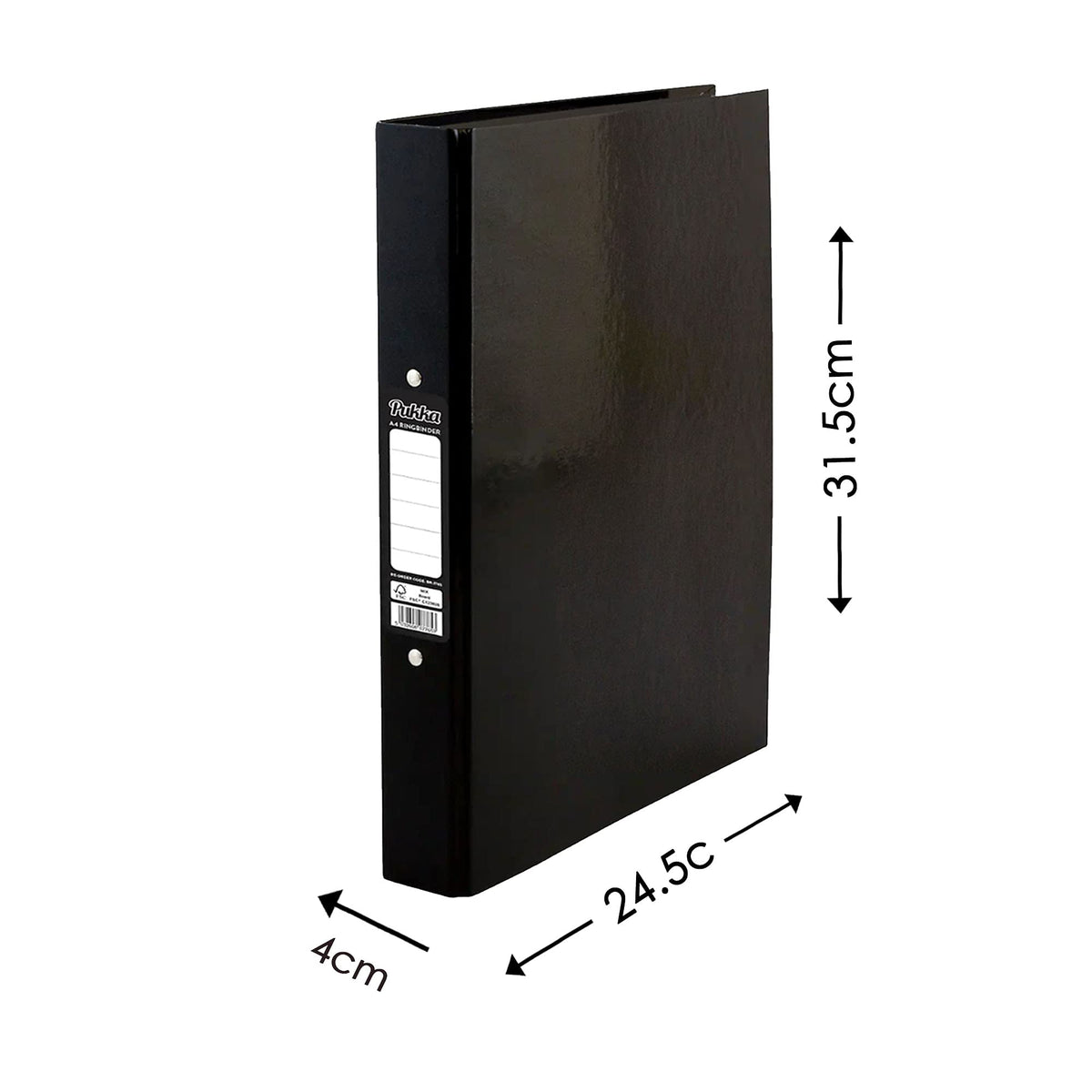 A4 Glossy 2-Ring Binder File 40mm Spine Organizer Black