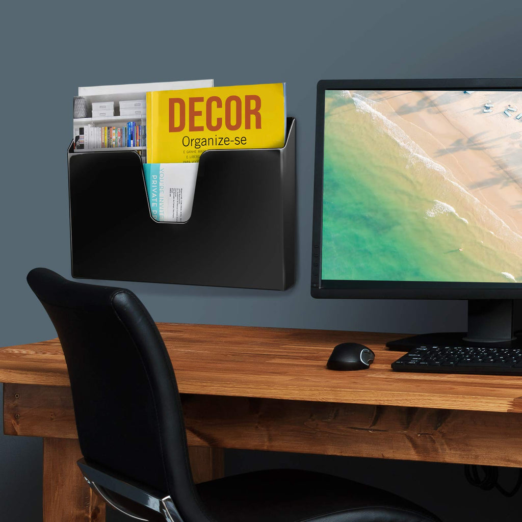 A4 Leaflet & Brochure Holder — Horizontal File Organizer, Black