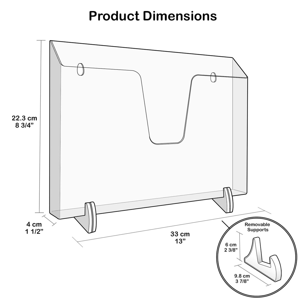 A4 Leaflet & Brochure Holder — Horizontal File Organizer, Black