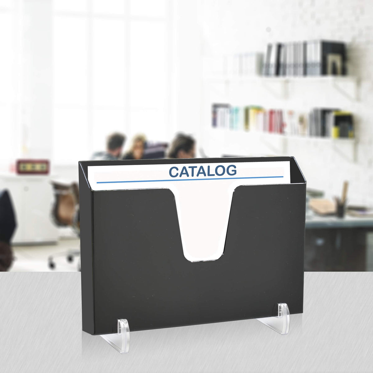 A4 Leaflet & Brochure Holder — Horizontal File Organizer, Black
