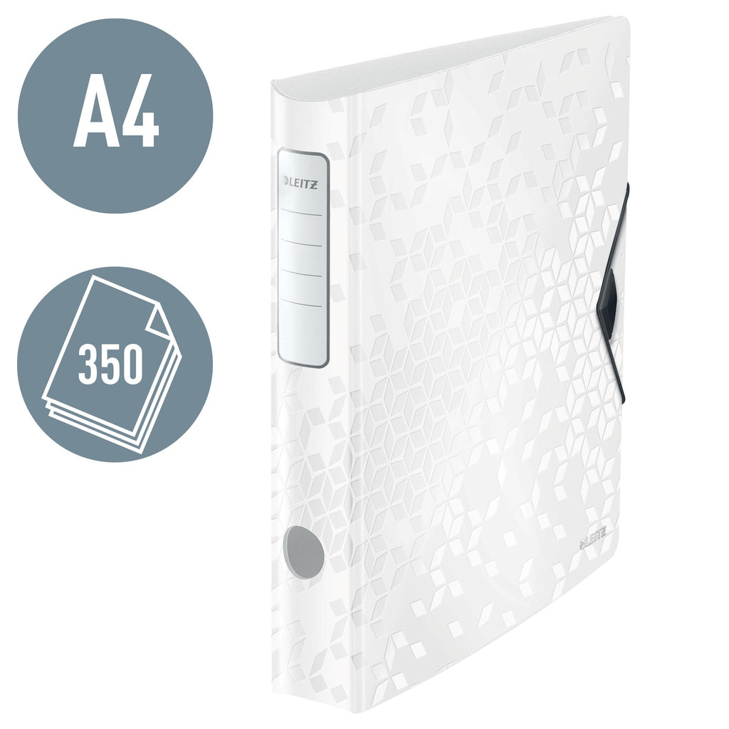 A4 Lever Arch File Active — White, Curved Spine 65mm, Elastic Fastening