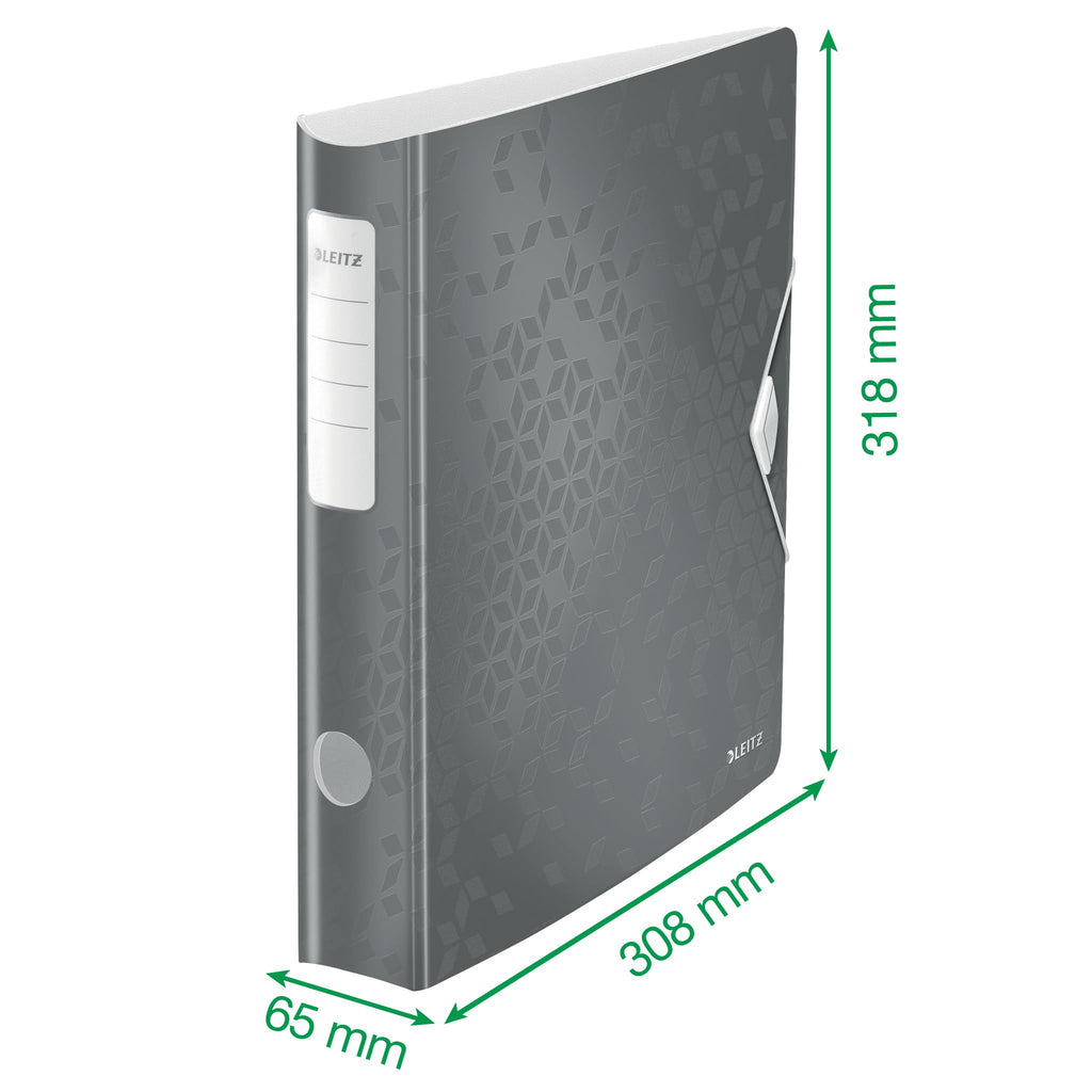 A4 Lever Arch File WOW Black, Curved Spine 65mm, Elastic Fastening