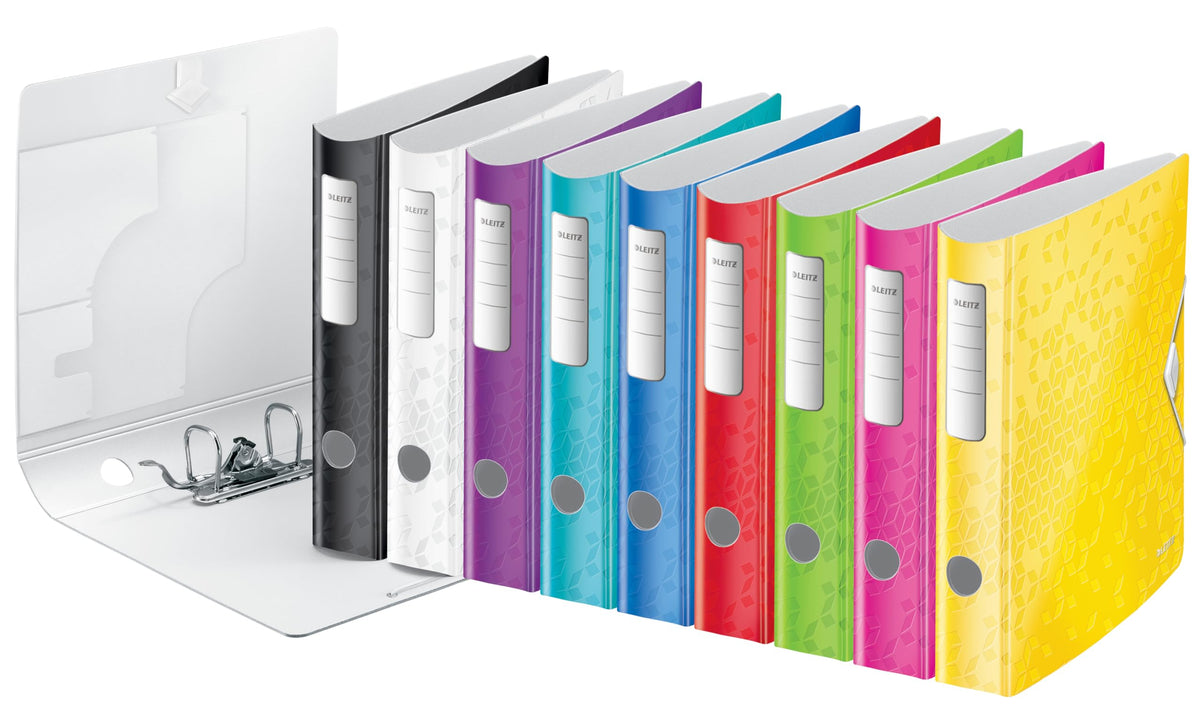 A4 Lever Arch File WOW Black, Curved Spine 65mm, Elastic Fastening