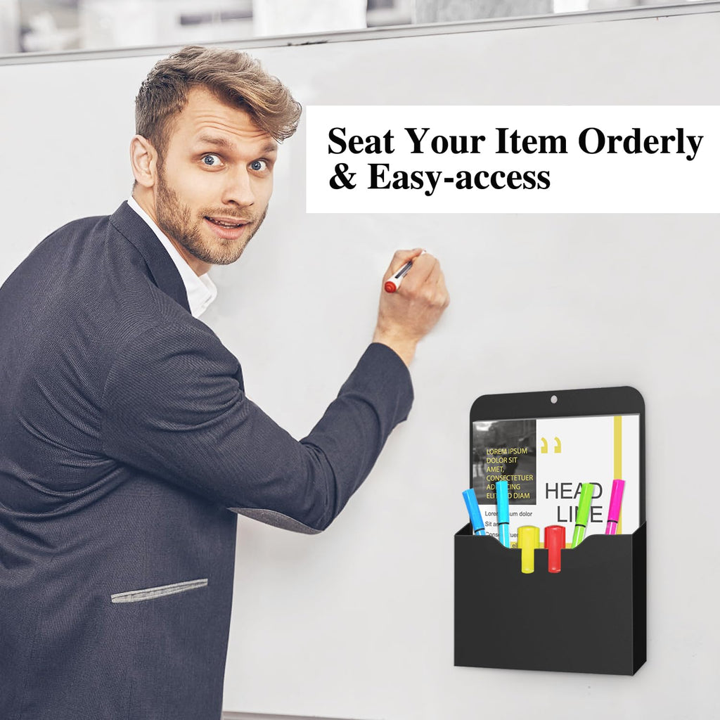 A4 Magnetic File Holder Refrigerator Organizer 2-Pack Black