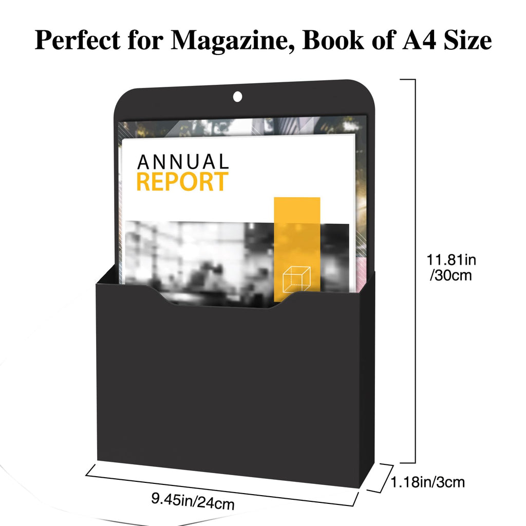 A4 Magnetic File Holder Refrigerator Organizer 2-Pack Black