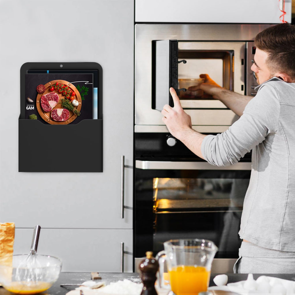 A4 Magnetic File Holder Refrigerator Organizer 2-Pack Black