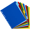 A4 Plastic 10-Part Dividers — Lightweight Multi-Colored Tabs, Tear-Resistant, Multi-Punched