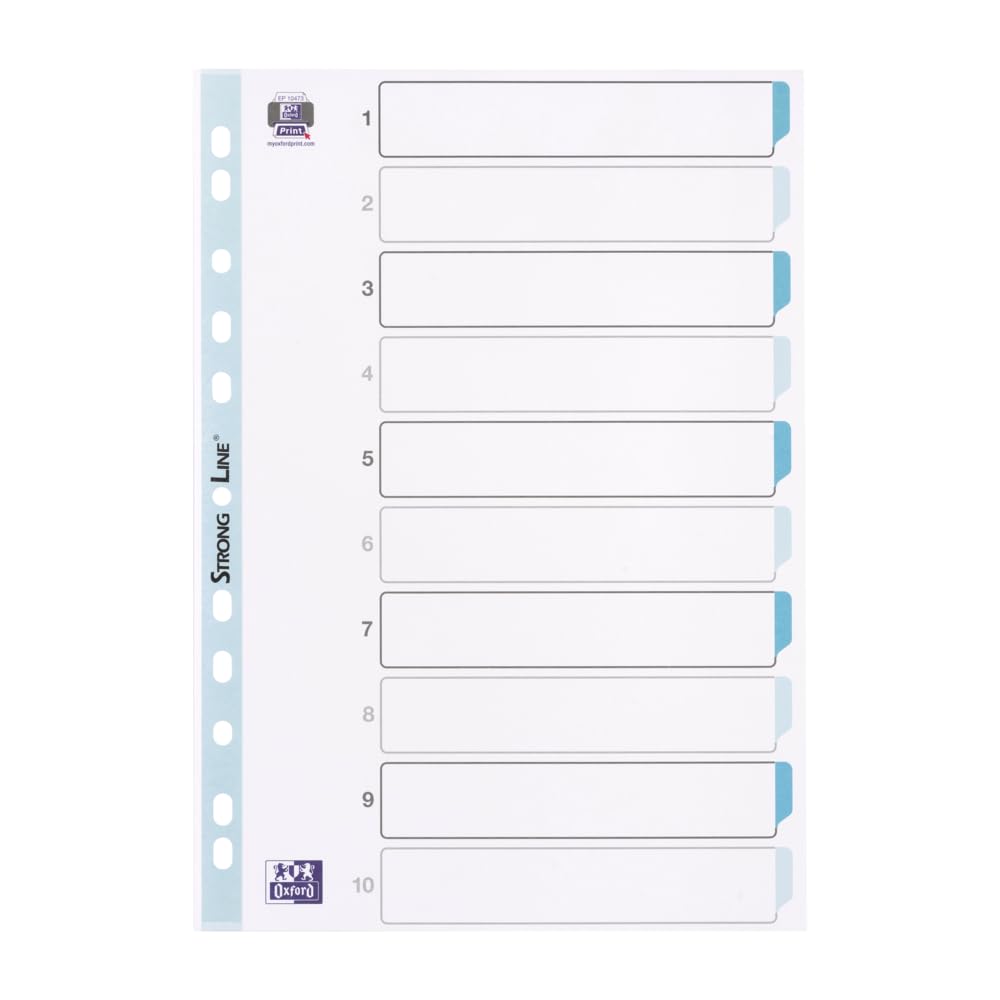 A4 Plastic 10-Part Dividers — Lightweight Multi-Colored Tabs, Tear-Resistant, Multi-Punched