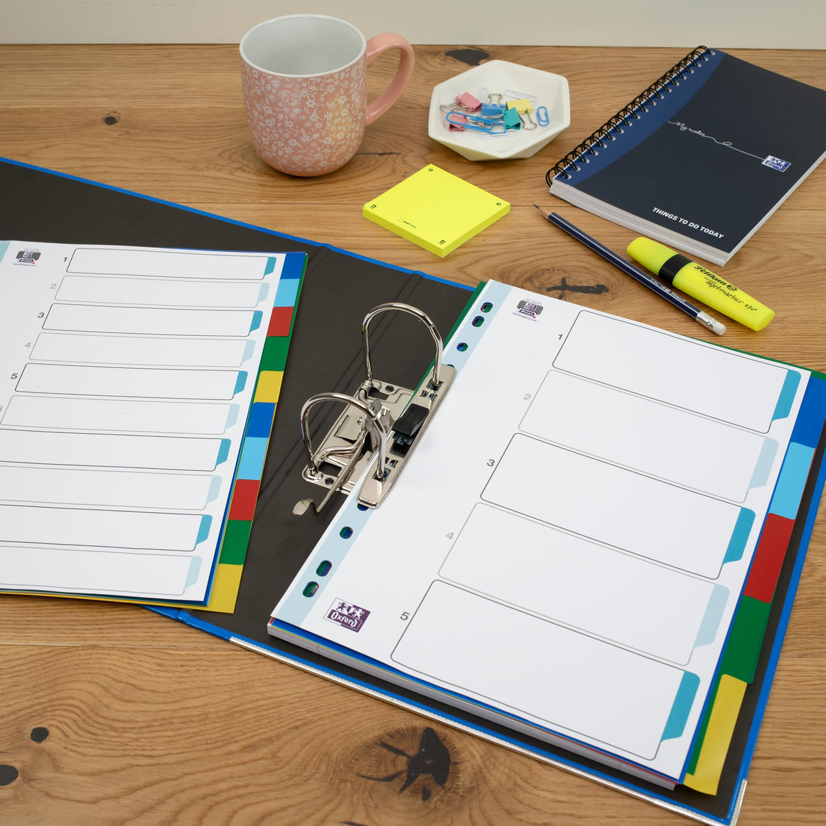 A4 Plastic Dividers — Multi-Colored Tabs, Tear-Resistant, Multi-Punched