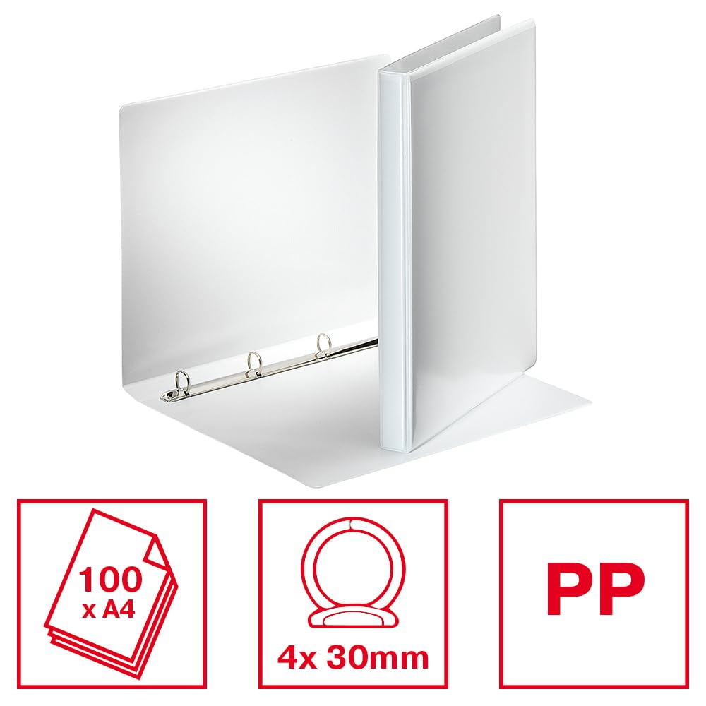 A4 PP Presentation Binder, 3 cm Spine, White — Holds 100 Sheets