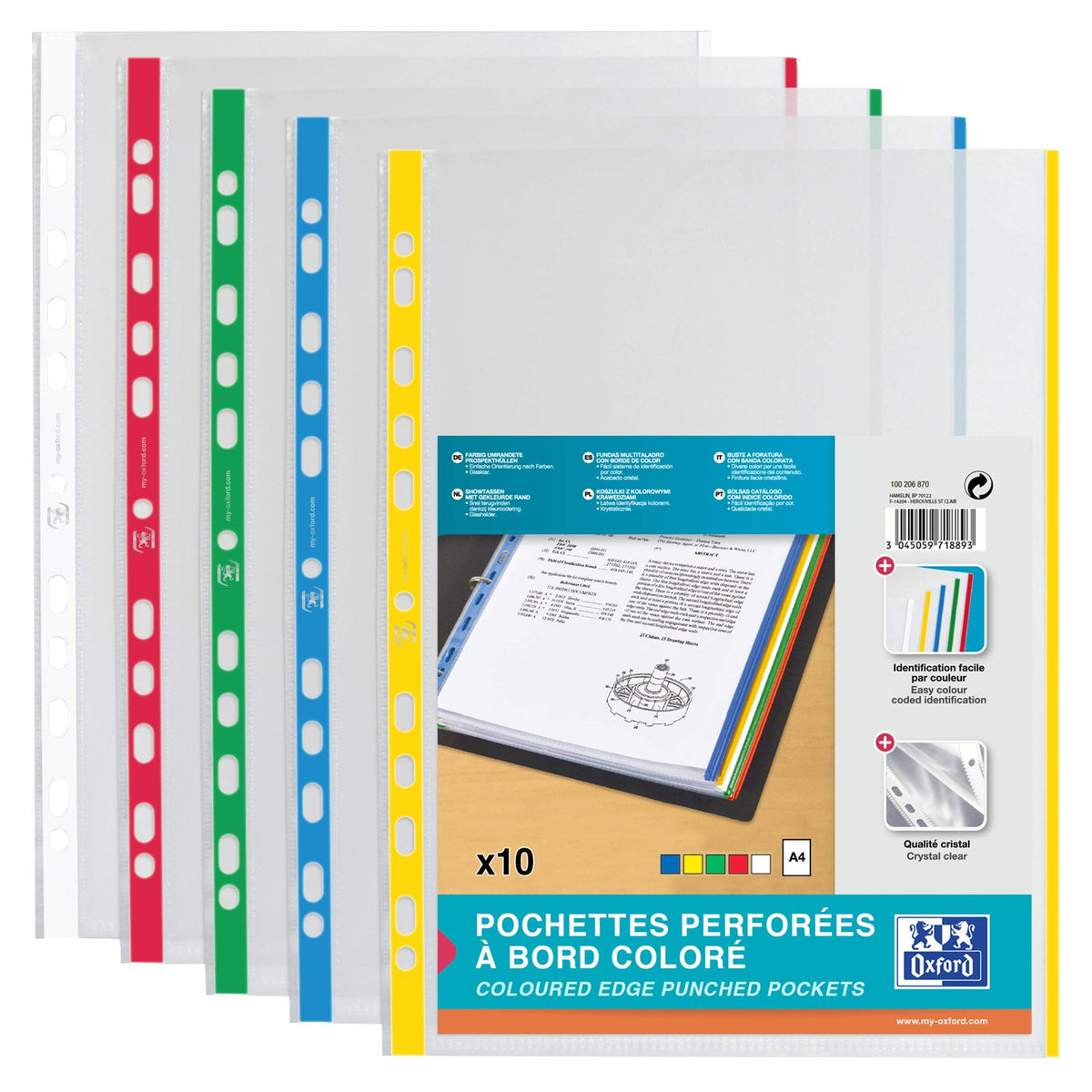 A4 PP Presentation Sleeve with Colored Edge, 0.09 mm — Pack of 10