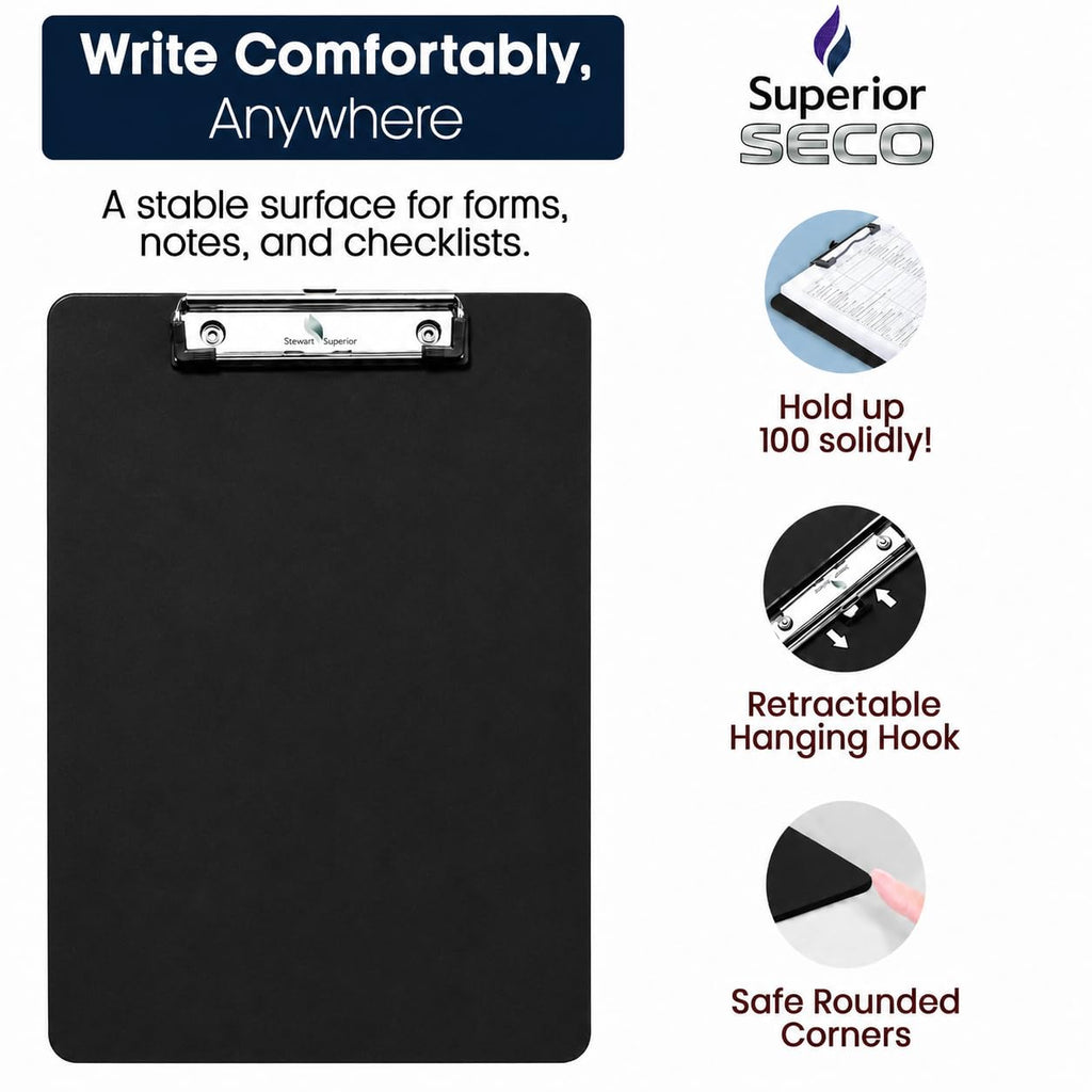 A4 PVC Clipboard - Black Document Holder