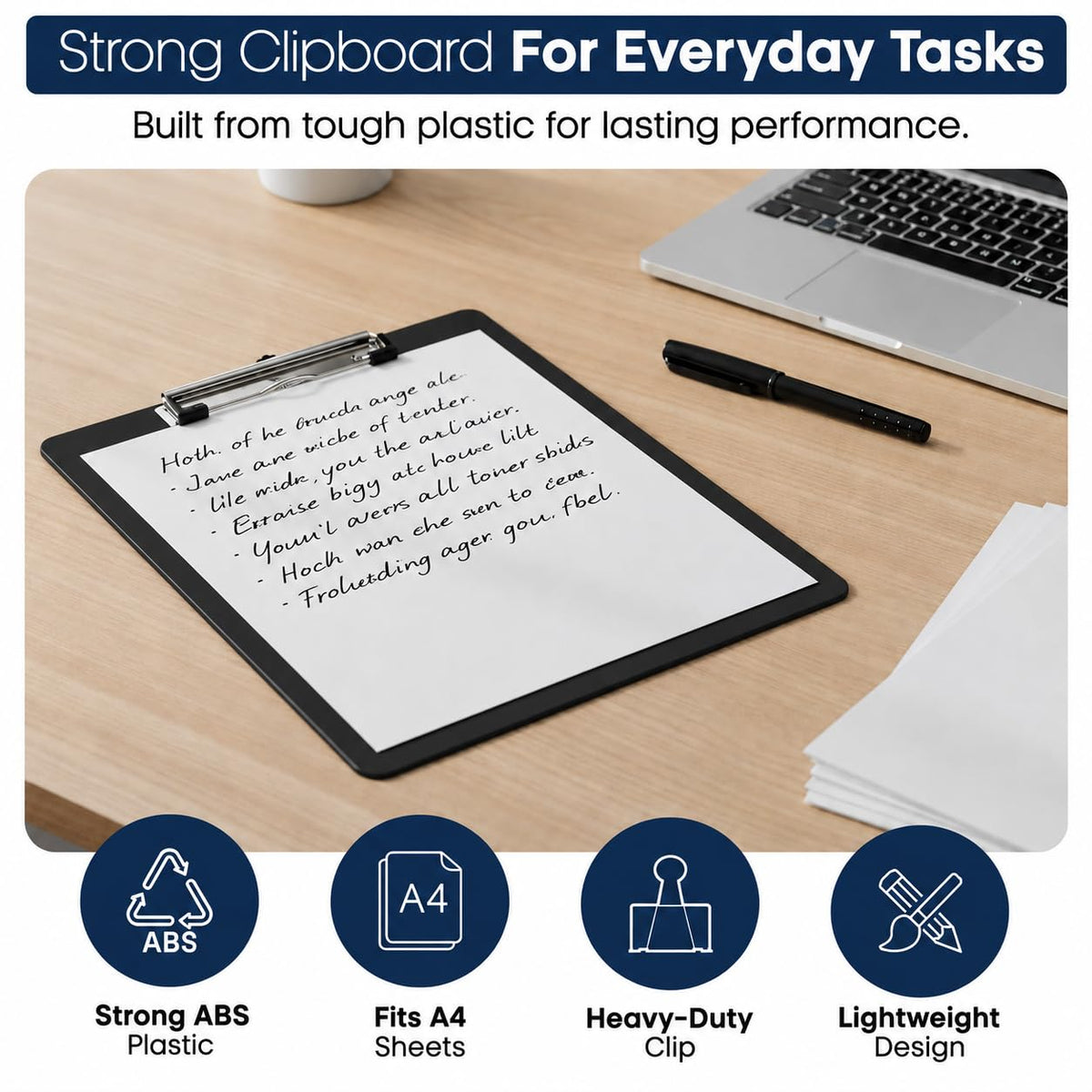 A4 PVC Clipboard - Black Document Holder