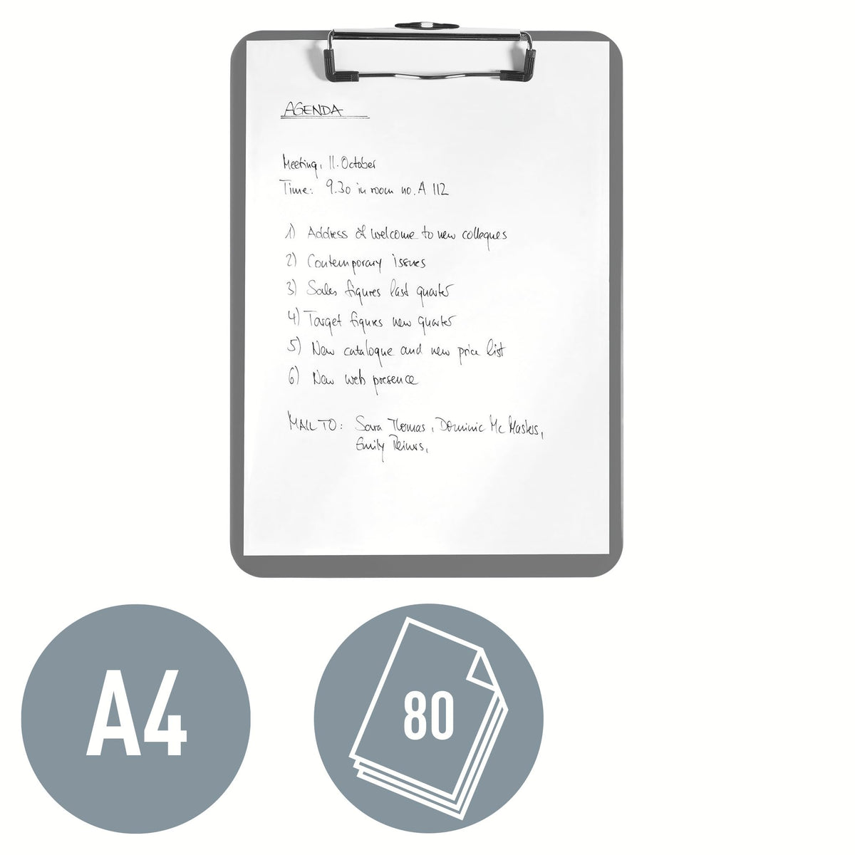 A4 Rigid Plastic Clipboard, White, 39710001