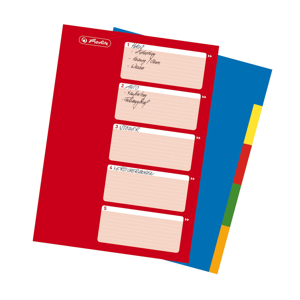 A4 Ring Binder Subject Dividers 5-Part Polypropylene Europunched Index 1–20