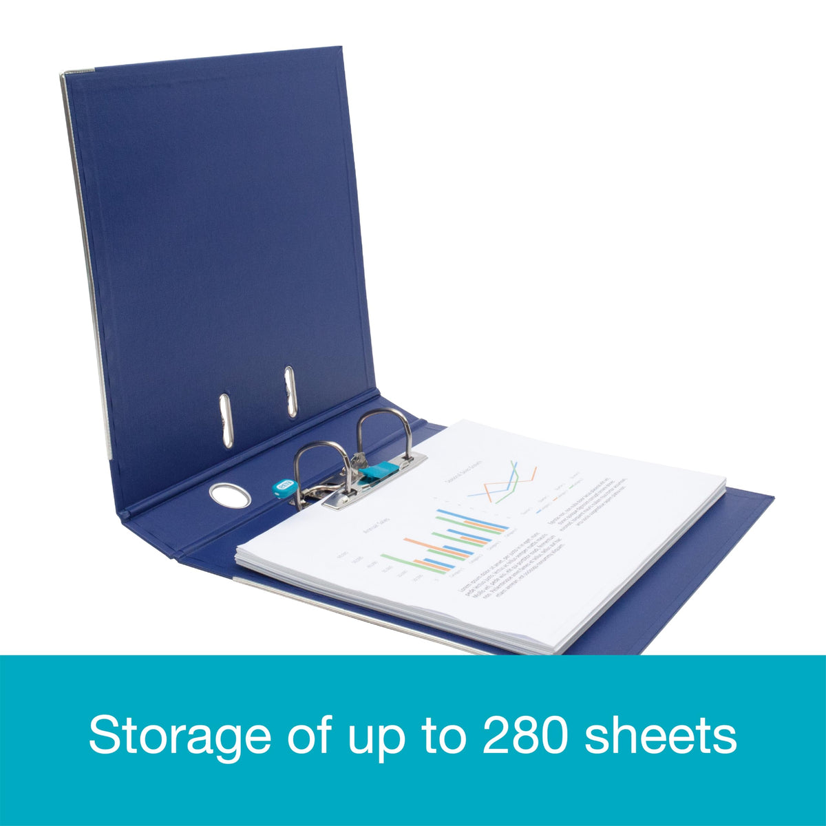 A4 Slim Lever Arch File 50mm Spine — 400-Sheet Plastic-on-Board Blue