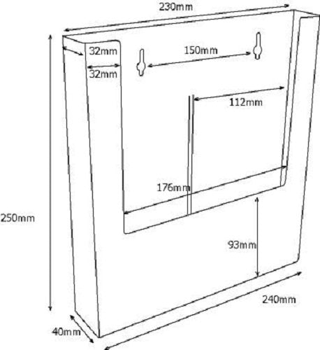 A4 Wall-Mount Acrylic Leaflet Brochure Display Holder (Portrait)
