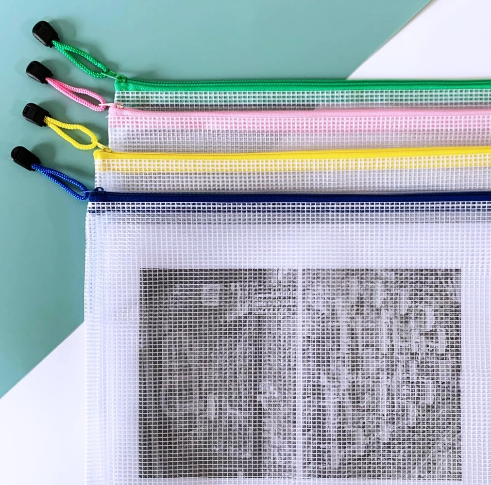 A4 Zip Document Wallets - 5-Pack Plastic File Folders (24×34 cm)