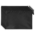 A4 Zipper File Bags 5-Pack, Black Waterproof Canvas Document Pouches