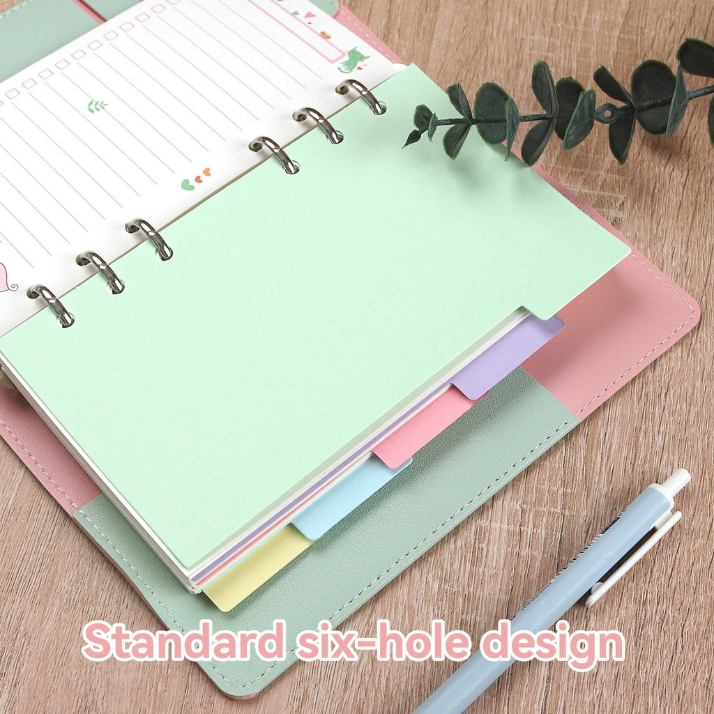 A5 6-Hole Binder Dividers, 60 Pastel Index Tabs