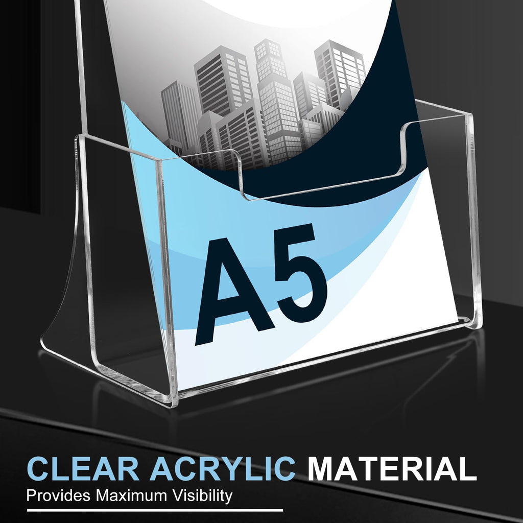 A5 Clear Acrylic Leaflet & Brochure Holder — Freestanding Display 2 Pack