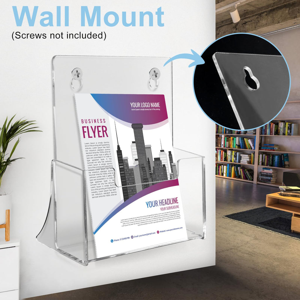 A5 Clear Acrylic Leaflet & Brochure Holder — Freestanding Display 2 Pack