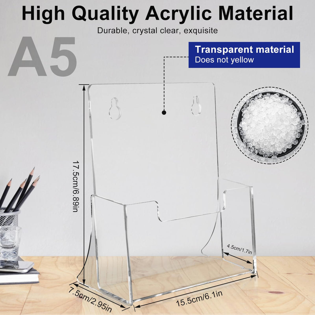 A5 Clear Acrylic Leaflet & Brochure Holder — Freestanding Display 2 Pack