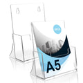 A5 Clear Acrylic Leaflet & Brochure Holder — Freestanding Display 2 Pack
