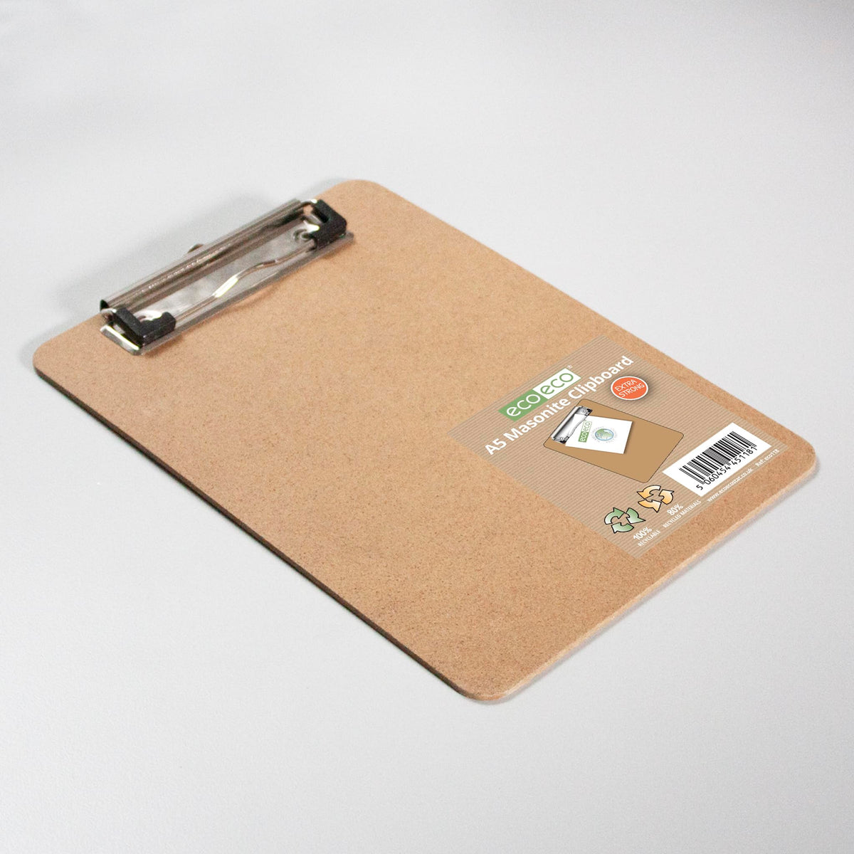 A5 Masonite Clipboard with Low-Profile Metal Clip — Sand
