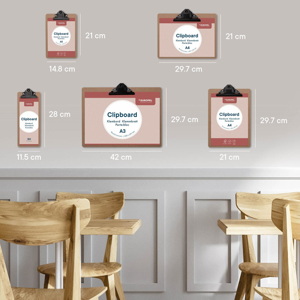 A5 MDF Clipboard — Smooth Hardboard, 75mm Rust-Resistant Clip, Hanging Hole