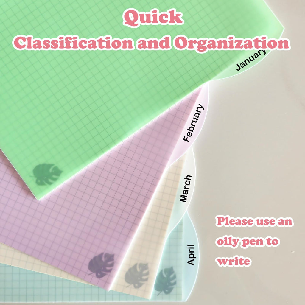 A5 Translucent 6-Ring Binder Dividers — 4 Sets (16 Tabs), Green